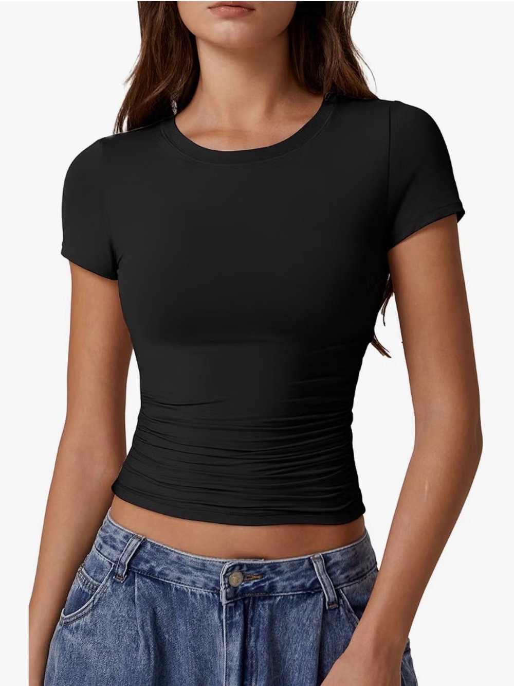 QINSEN Black Short Sleeve Shirt
